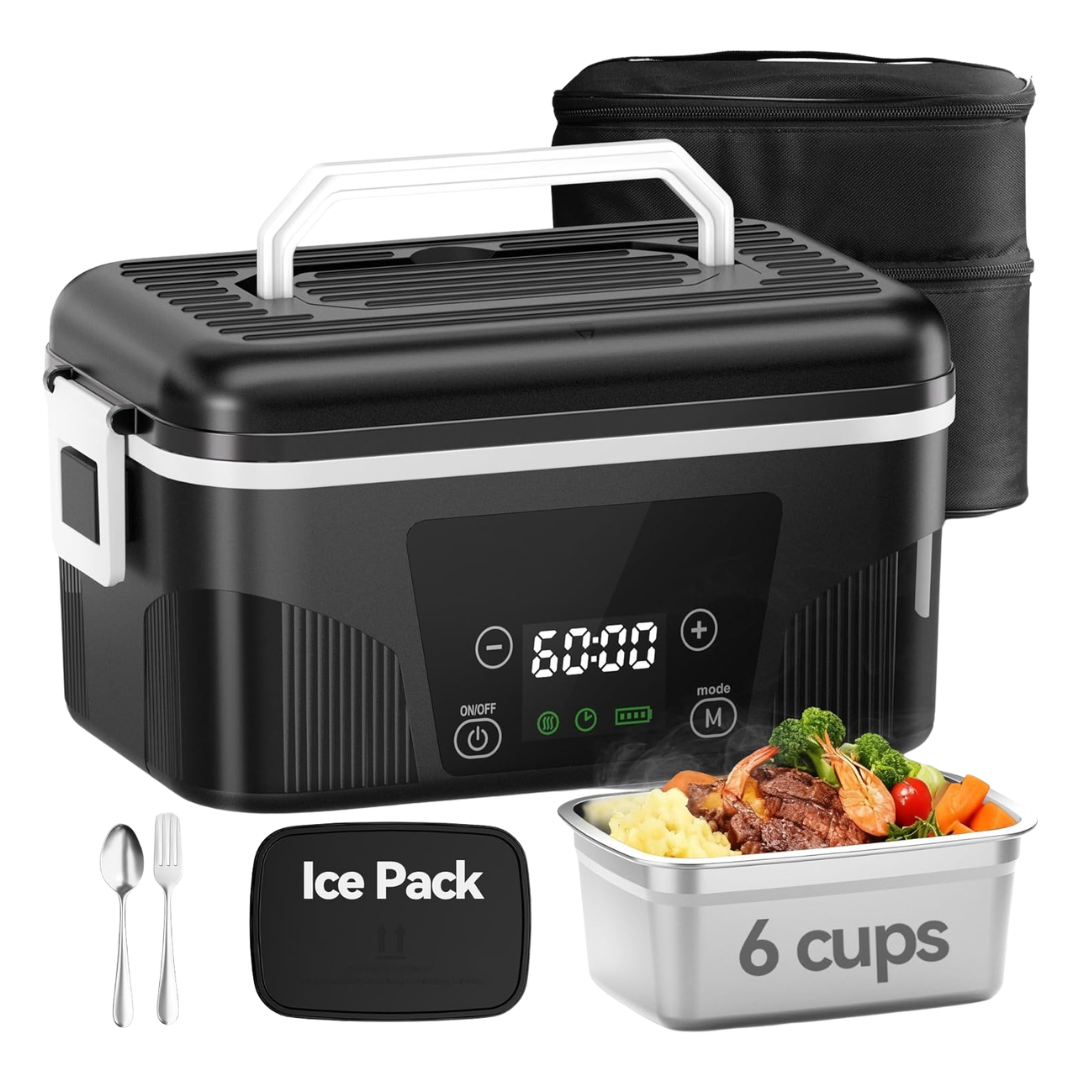 Portable Cordless Electric Heated Lunch Box With Insulated Bag