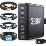 380W 8-Port USB C Charger Block with 4 USB-C cables