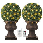 2-Piece 20" Garvee Artificial Plant Topiary Ball with Light