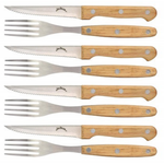 8-Piece Jim Beam Stainless Steel w/ Wooden Handle Knife & Fork Set