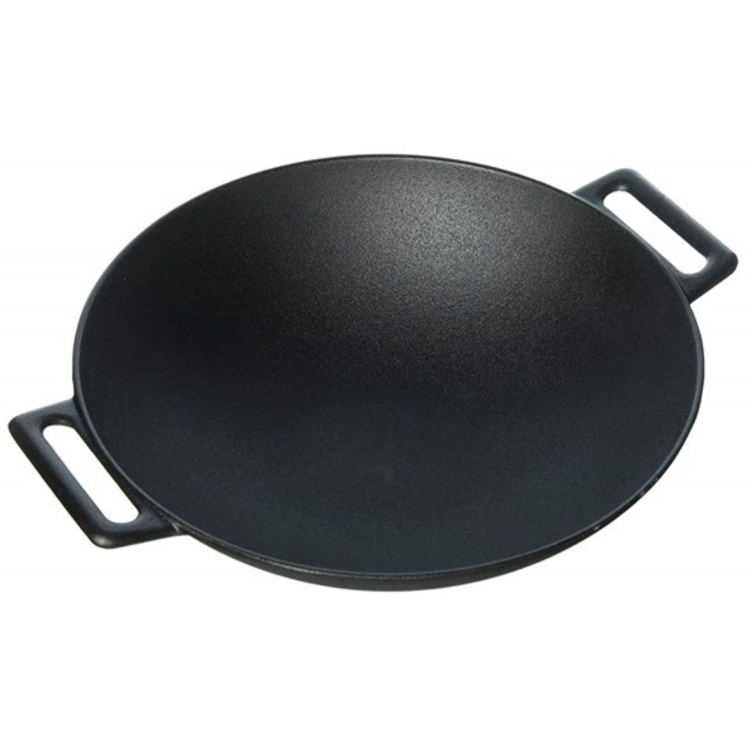 Jim Beam 12" Pre Seasoned Heavy Duty Cast Iron Grilling Wok