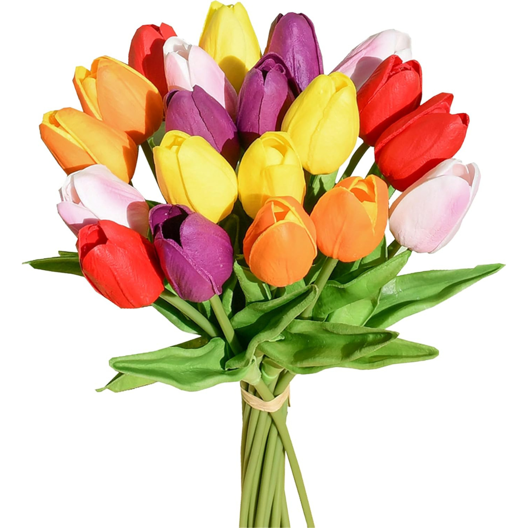 20-Piece Mandy's Multicolor Artificial Tulips Flowers Centerpiece
