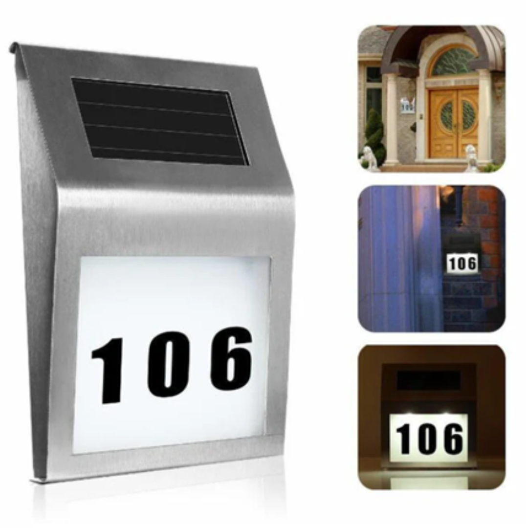 Solar LED Address Sign House Number Light with White LEDs
