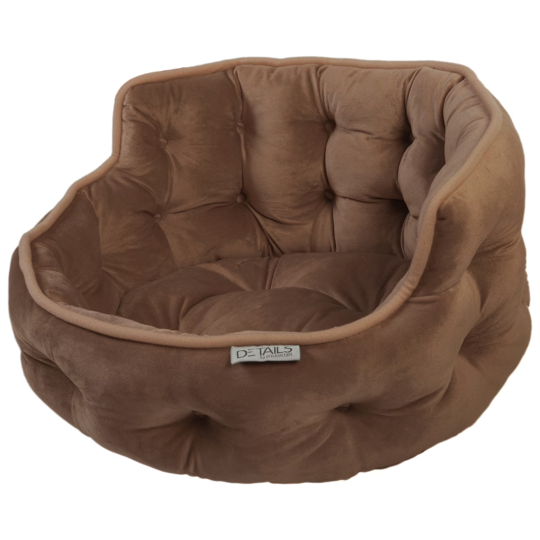 Precious Tails Ultra Plush Mini Tufted Velvet Round Cuddler Pet Bed