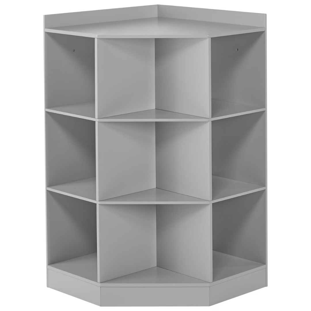 Kids Toy Storage Corner Cabinet with 6 Cubbies & 3 Angled Shelves