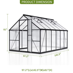 Walk-in 12' x 8' Polycarbonate Greenhouse with Aluminum Frame