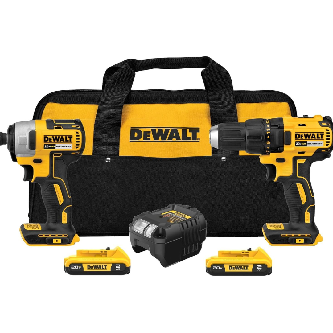 DEWALT 20V MAX Cordless Drill / Impact Driver Set w/ 2 Batteries, Charger