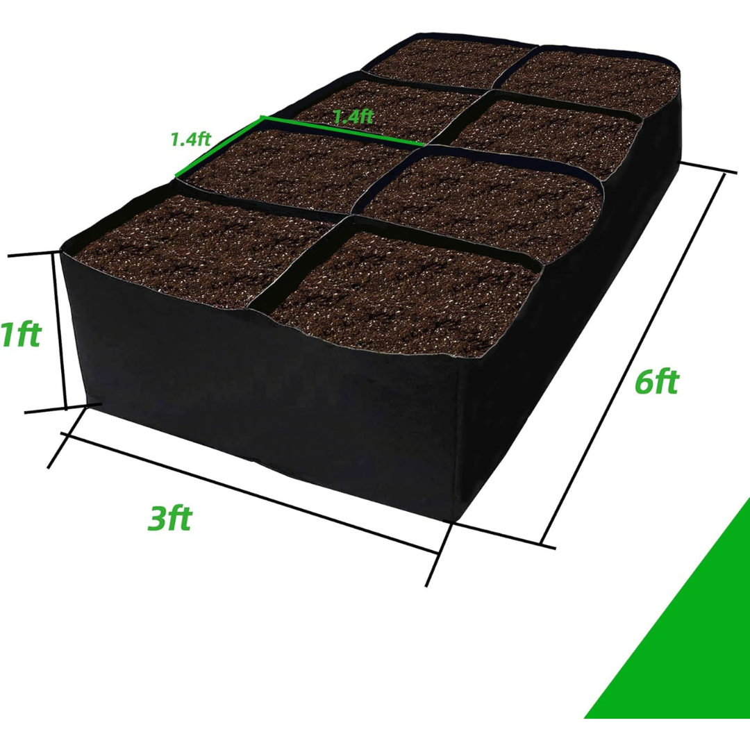 128 Gallon 8 Grids Plant Grow Bags- 3x6ft
