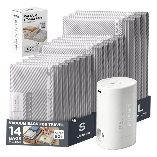 14-Piece Vacuum Seal Bags W/ Rechargeable Electric Pump