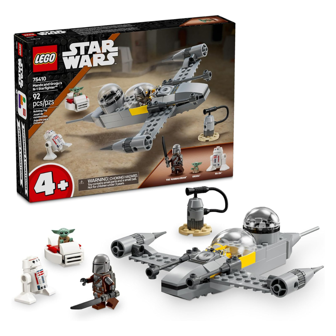 92-Piece LEGO Star Wars Mando & Grogu's N-1 Starfighter Building Toy (75410)