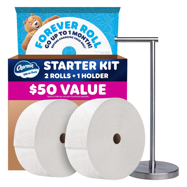 Charmin Ultra Soft Forever Roll Starter Kit W/1 Holder & 2 Rolls