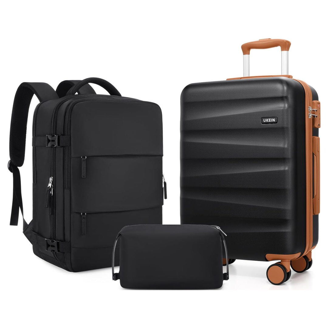 UKEIN 3-Piece Polycarbonate Carry On Luggage Set