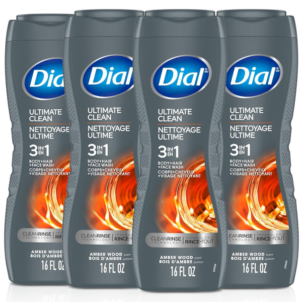 4-Pack 16-Fl Dial Ultimate Clean Men's 3-in-1 Body, Hair And Face Wash