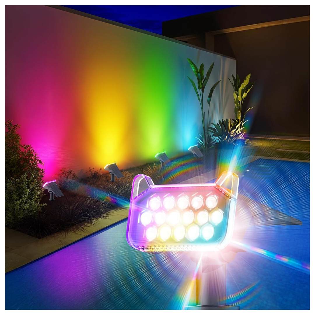 6-Pack 10 Lighting Modes Solar Color Changing Spot Lights