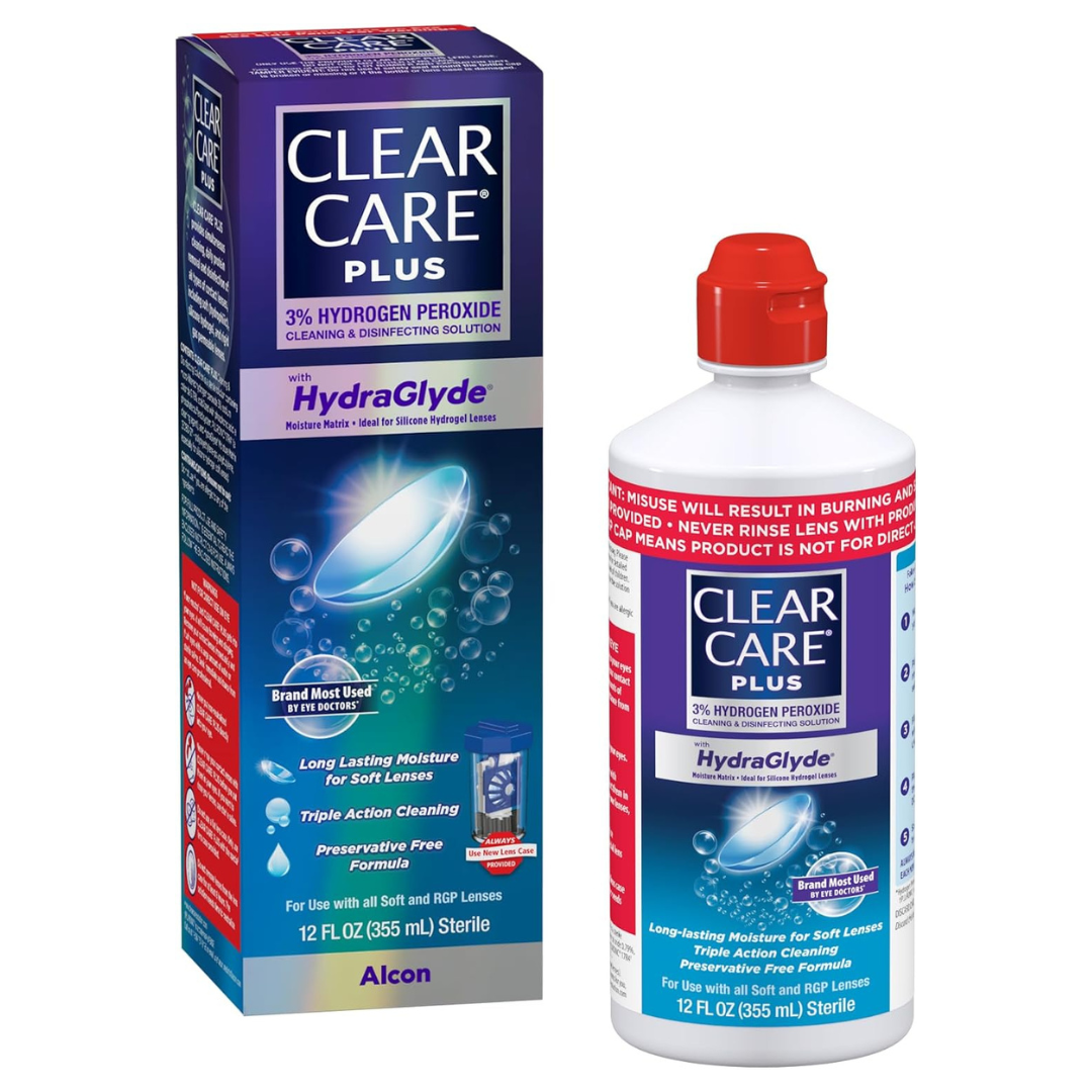 12-Oz Clear Care Plus Contact Lens Solution W/ Lens Case