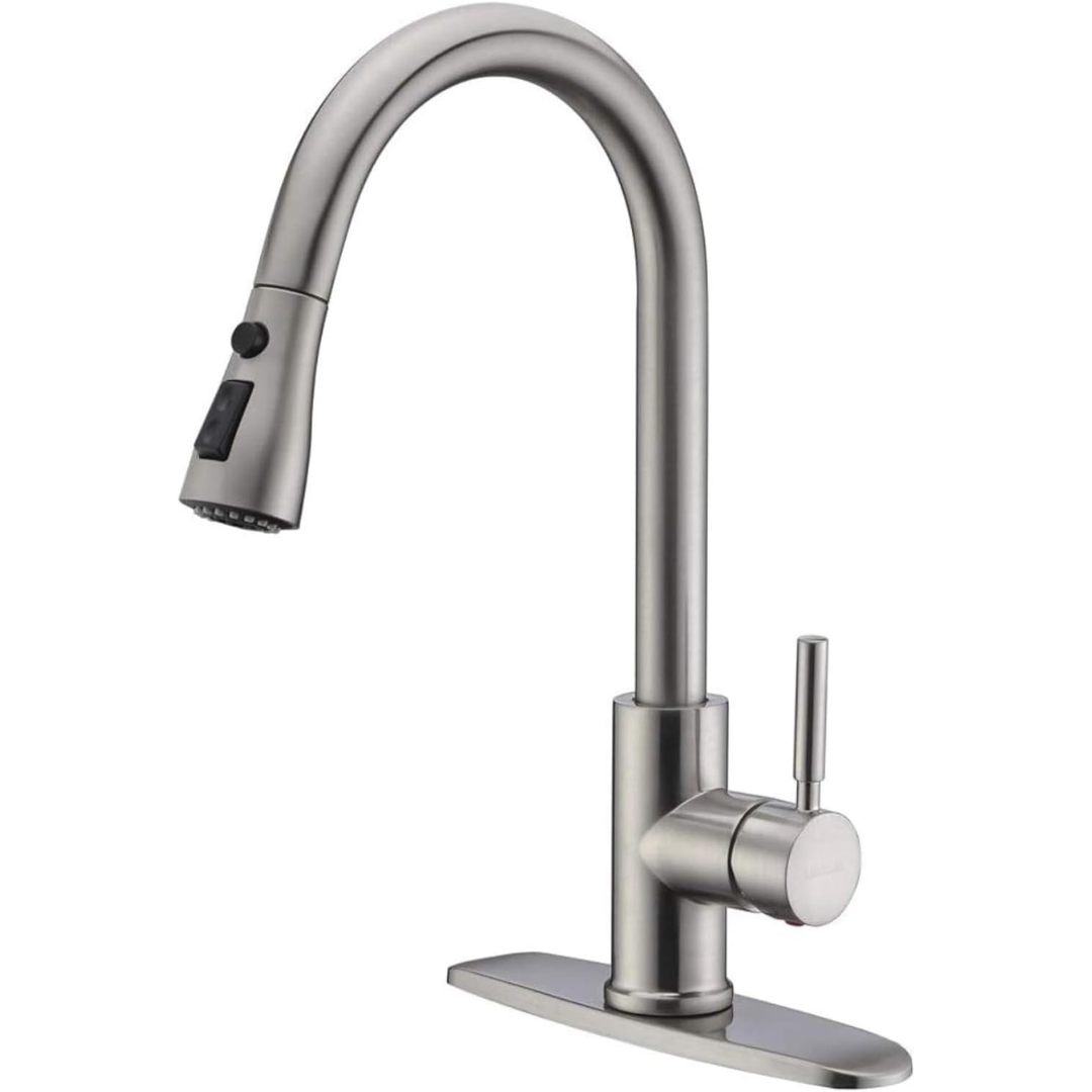 Wewe Single Handle High Arc Kitchen Faucet W/ Pull Down Sprayer