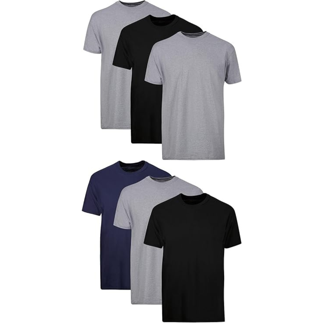6-Pack Hanes Men's Cotton Moisture-Wicking T-Shirt Undershirts