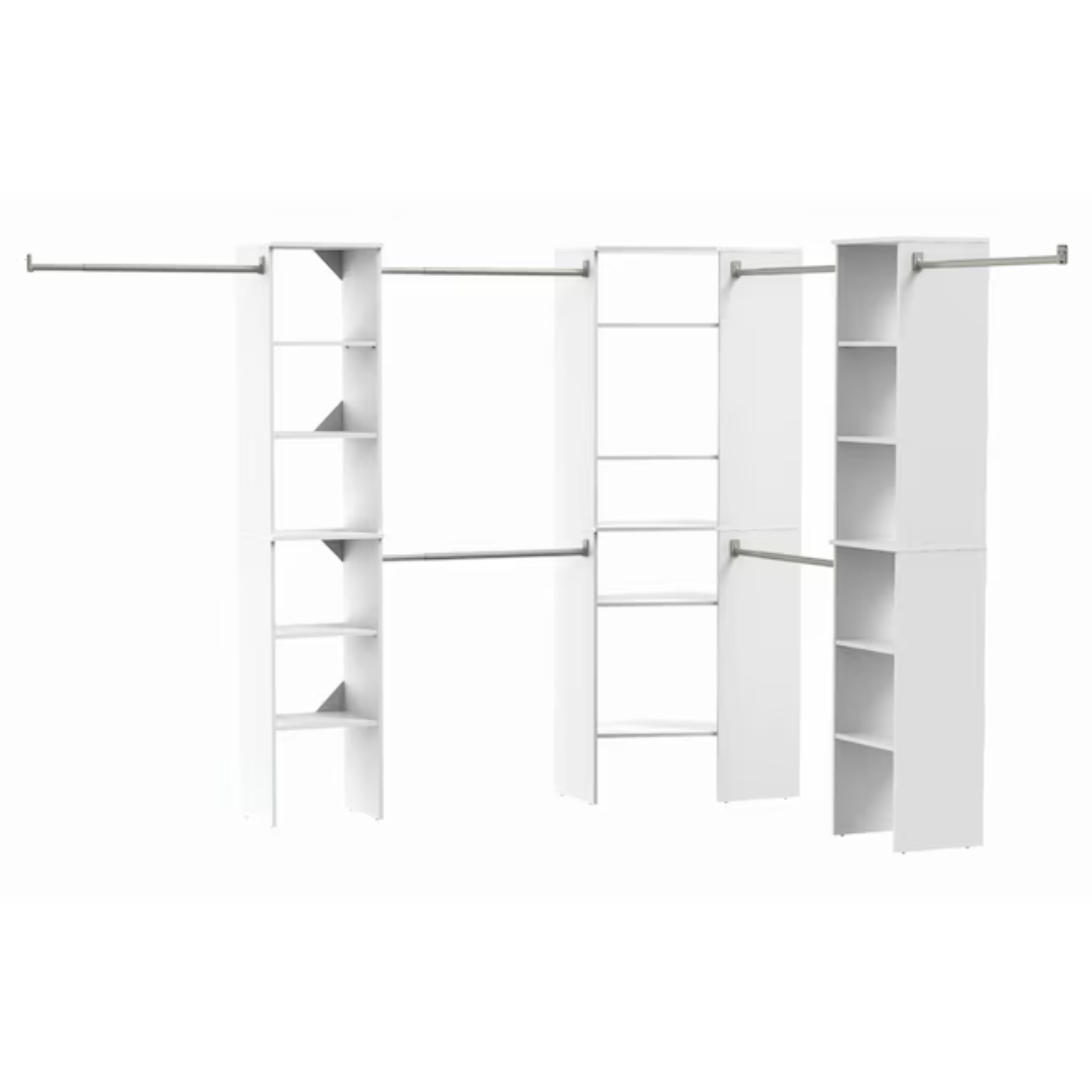 ClosetMaid BrightWood 9.14' To 12.06' Reach-in Corner Closet System (White)