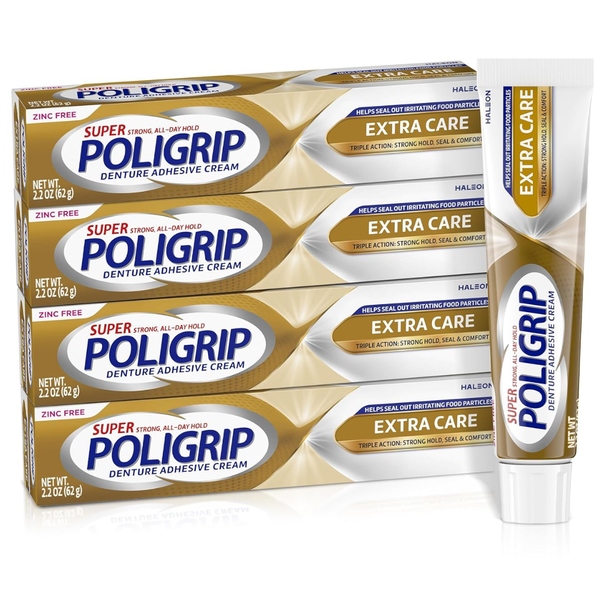 4-Pack 2.2-Oz Super Poligrip Extra Care Denture Adhesive Cream