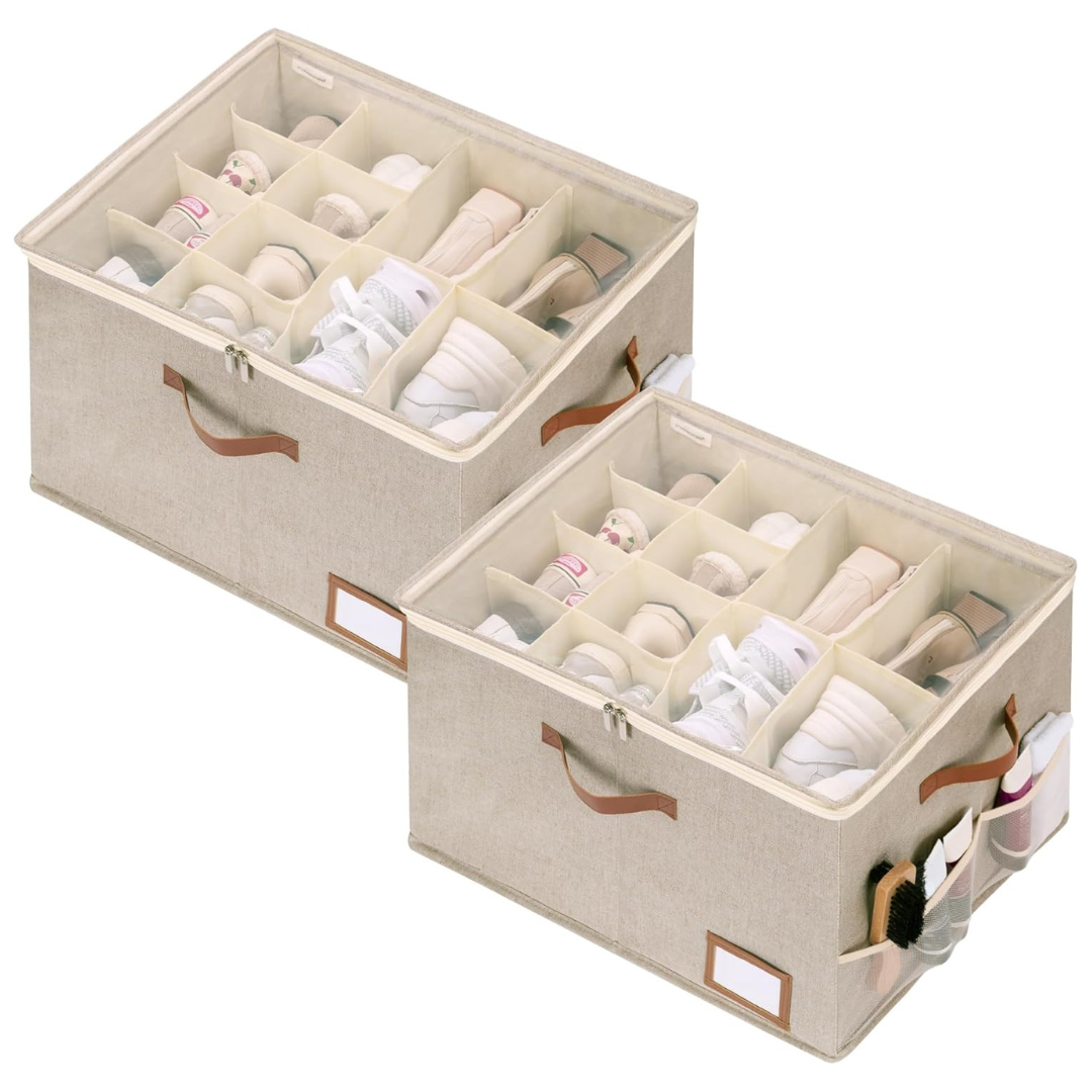 2-Pack Shoe Storage Boxes With Clear Lid