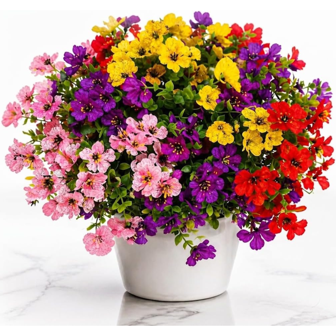 8 Bundles Faux Silk Weather Resistant Artificial Flowers