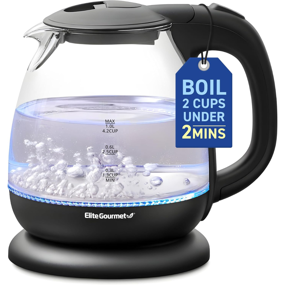 Elite Gourmet EKT1001 Maxi-Matic 1L Glass Electric Tea Kettle