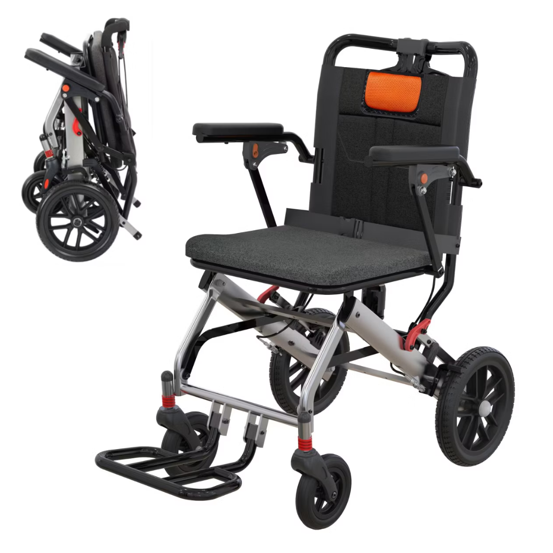 Garvee Lightweight Folding Wheelchair (Gray/Orange)
