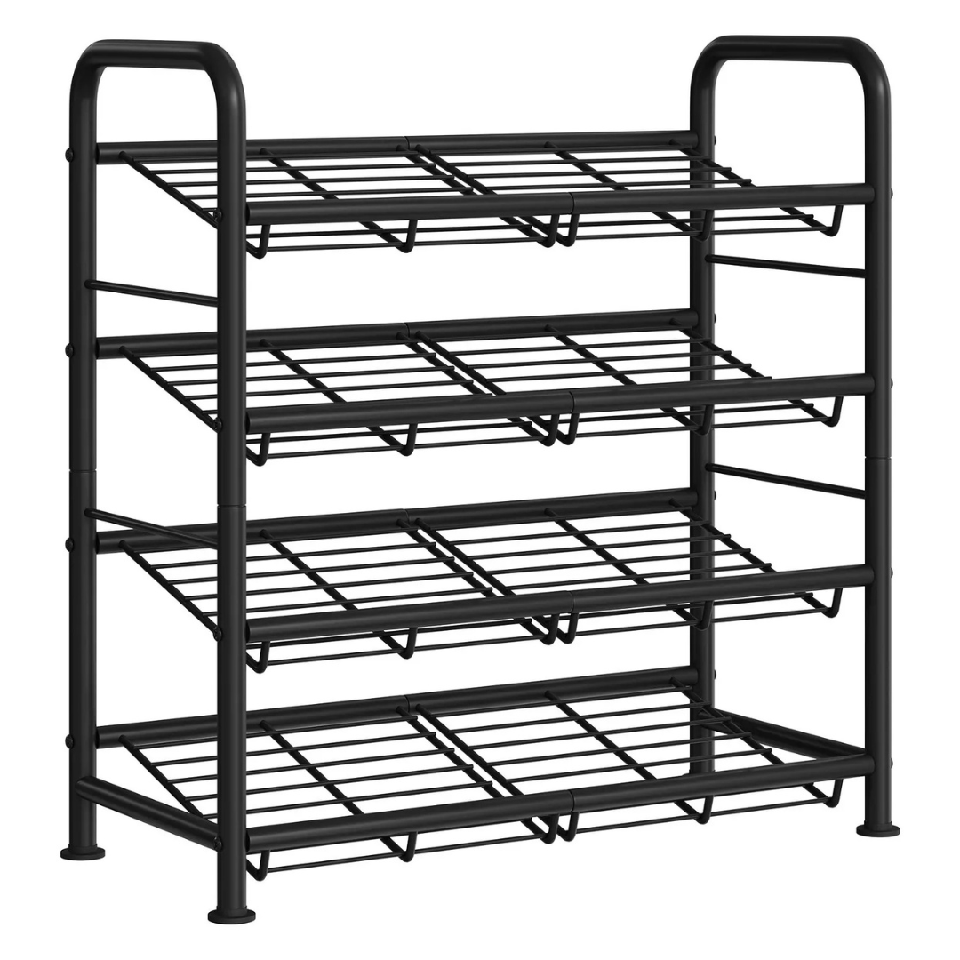 Homfan Tilt Metal Shoe Rack With Adjustable Shelves