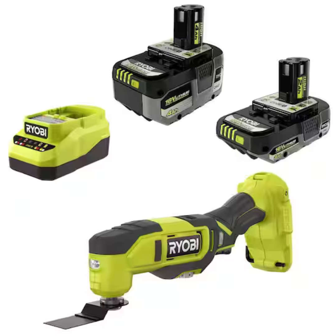 RYOBI ONE+ 18V High Performance Kit W/ 4.0 Ah Battery, 2.0 Ah Battery, Charger, & FREE ONE+ Cordless Multi-Tool