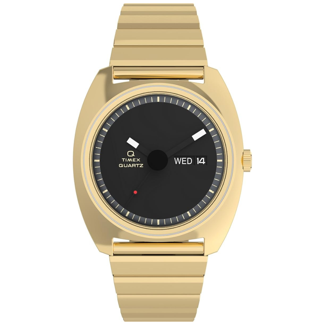Timex Men's Q 1975 Enigma 37mm Gold Tone Case Watch