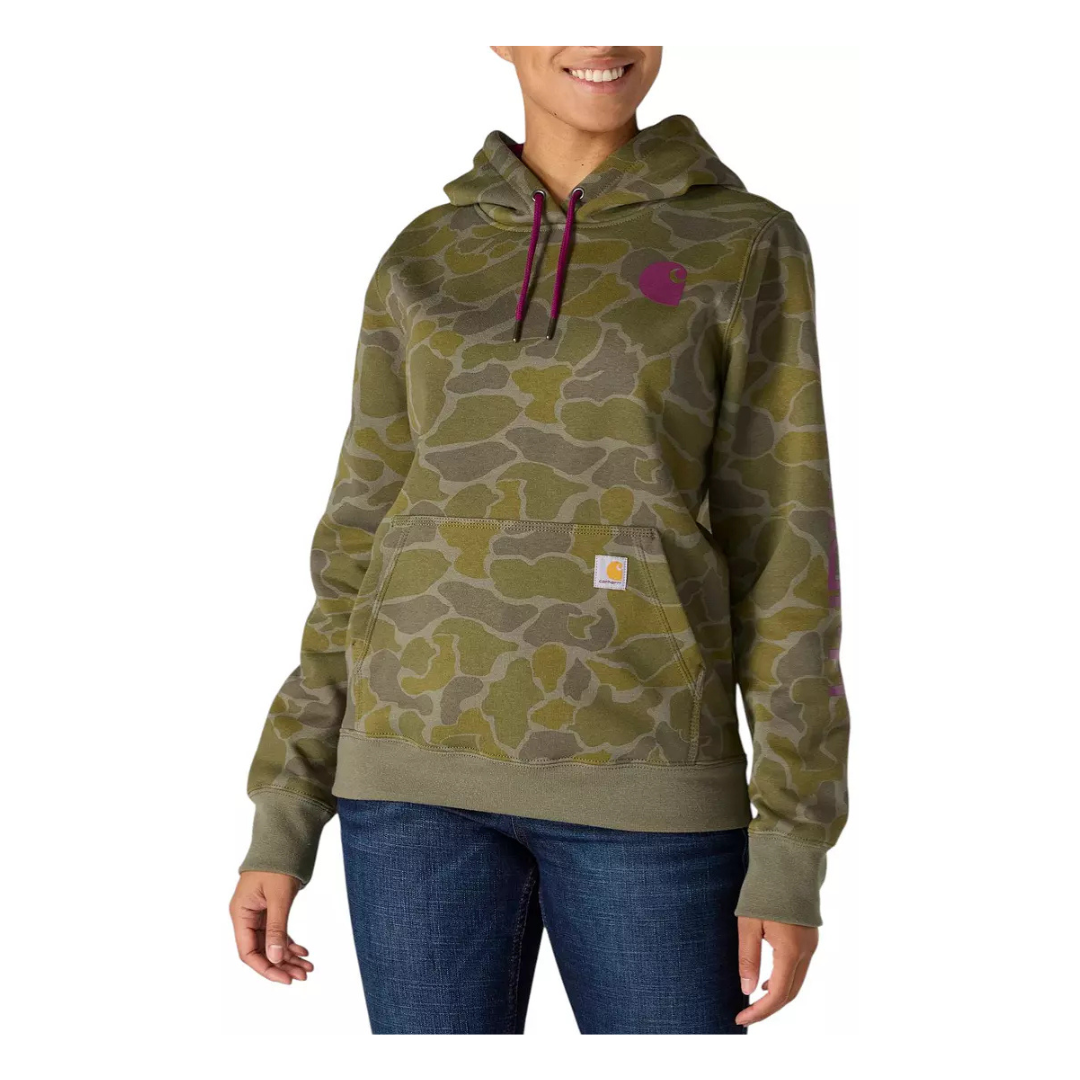 Carhartt Women's Clarksburg Printed Hoodie (Dusty Olive Vintage Camo)