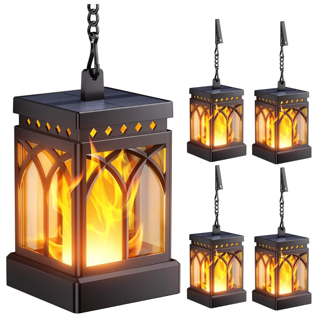4-Pack Waterproof Flickering Flame Solar Lantern Lights