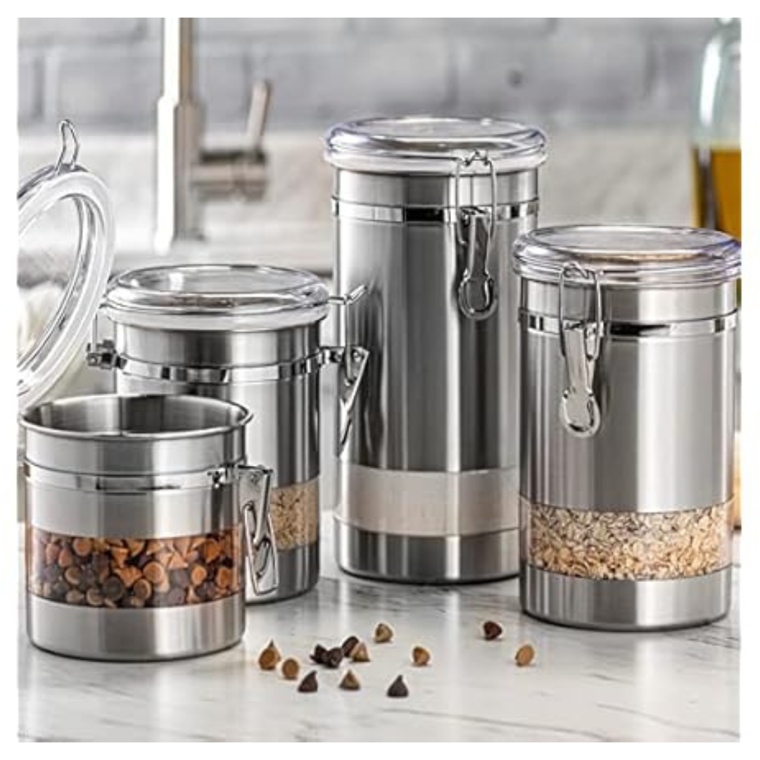 Airtight Food Storage Container Set With Clear Acrylic Lids