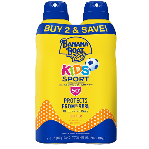 2-Pack 6-Oz Banana Boat Kids Sport Sunscreen Spray SPF 50
