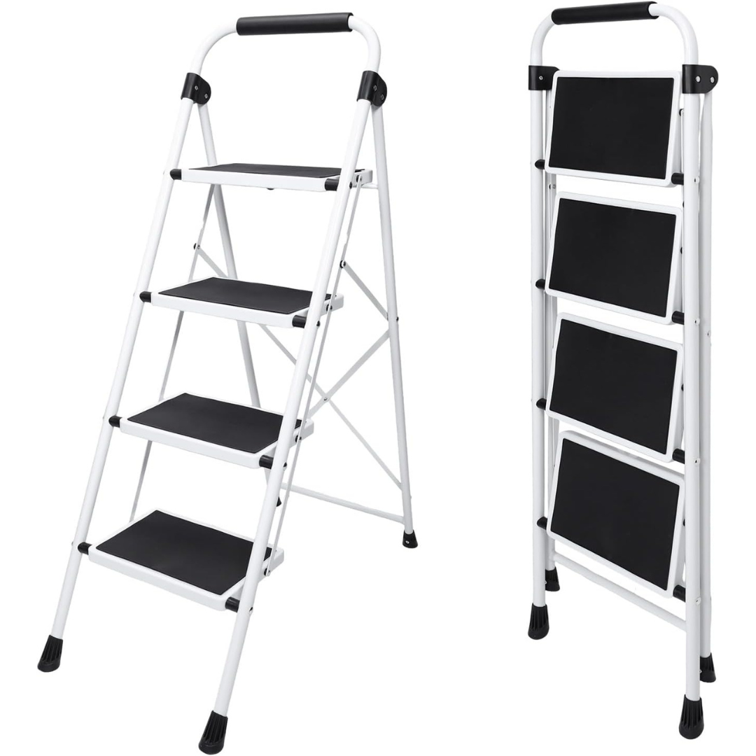 Portable 4-Sturdy Step Ladder W/ Anti-Slip Pedal & Comfortable Handrail (330lbs)