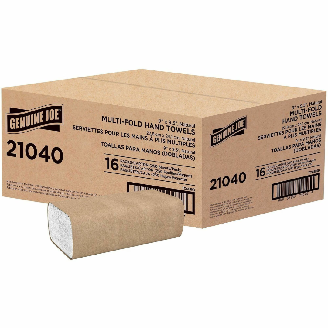 16-Pack Genuine Joe Multi-Fold Natural Paper Towels