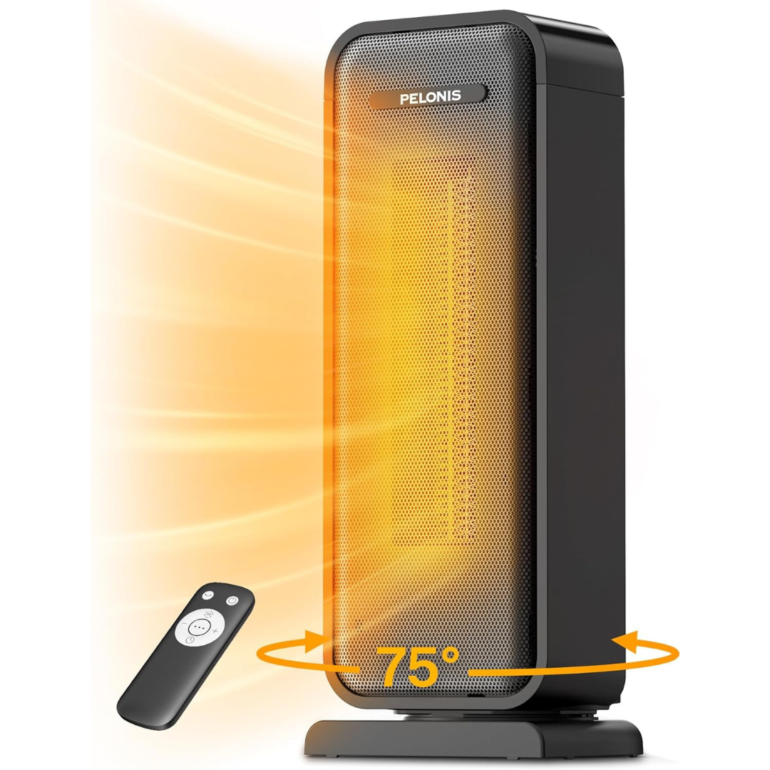 PELONIS 1500W 16" Portable Indoor Electric Space Heater With Remote
