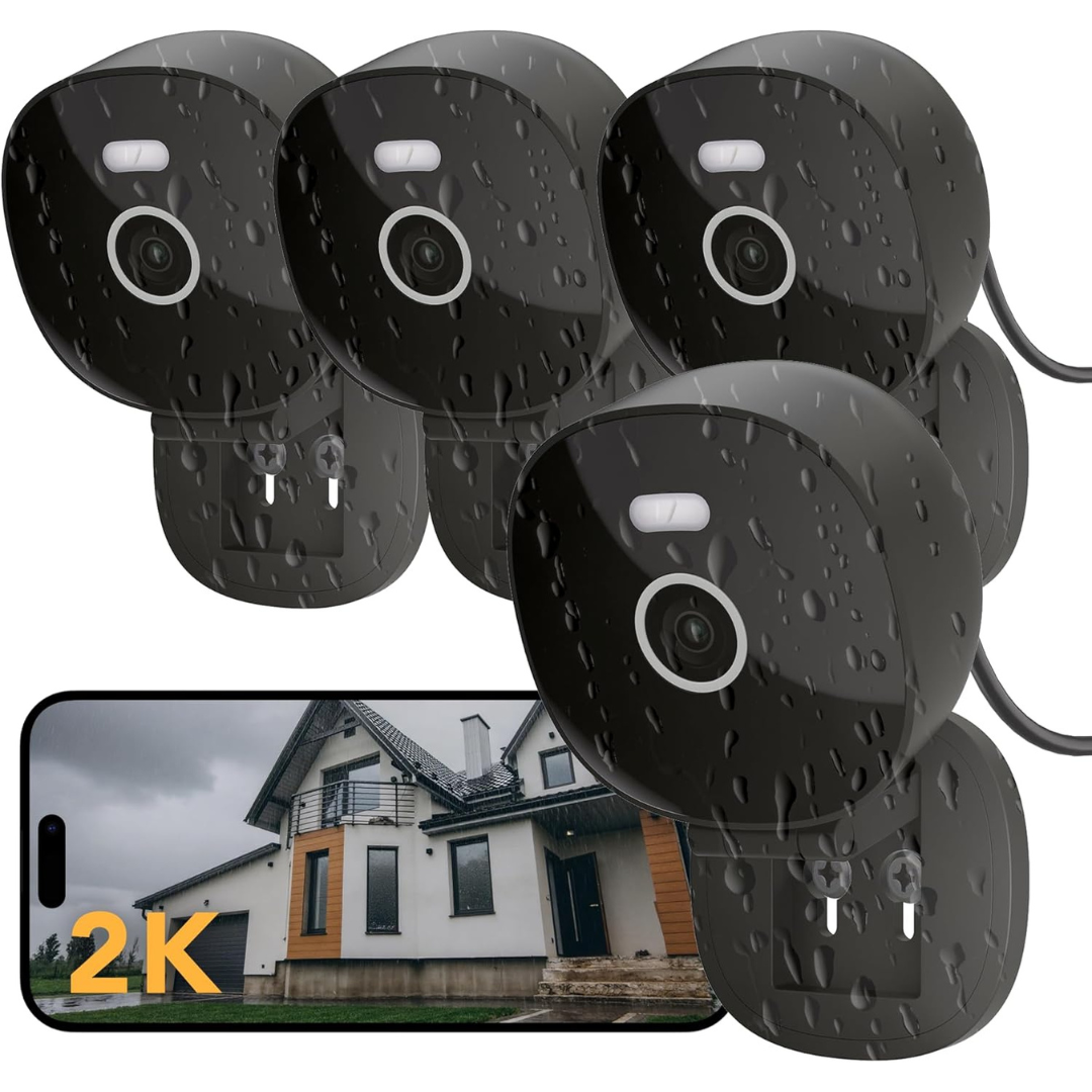 4-Pack Famviva Waterproof Color Night Vision 2K Wired Security Camera