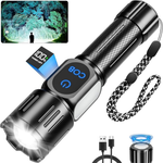 Rechargeable 99000-Lumen Tactical LED Flashlight With LCD Display