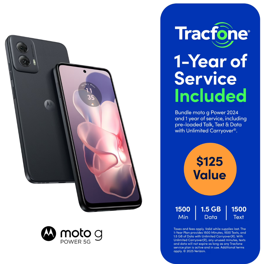128GB Motorola moto g Power 2024 5G Prepaid Smartphone + Includes 1 Year $125 Service Plan