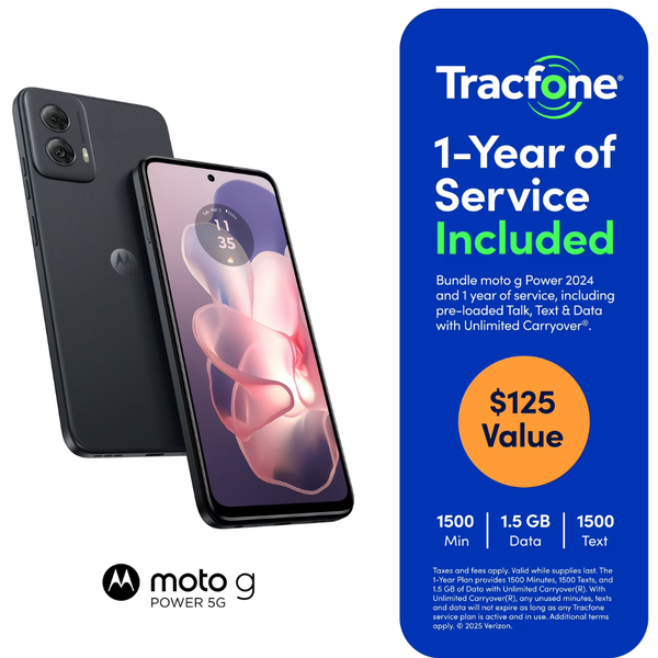 128GB Motorola moto g Power 2024 5G Prepaid Smartphone + Includes 1 Year $125 Service Plan
