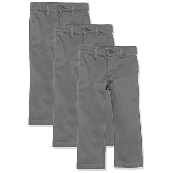 3-Pack Amazon Essentials Boys Straight-Fit Flat-Front Pants
