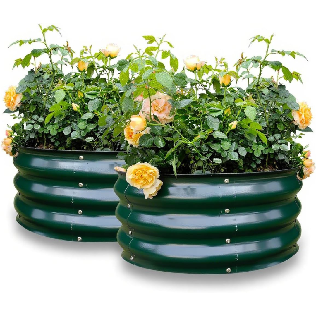 2-Pack 2ft x 2ft x 1ft Galvanized Round Raised Garden Bed Kit