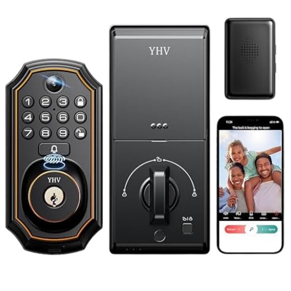 Keyless Smart Deadbolt Lock With Fingerprint, Keypad & Camera