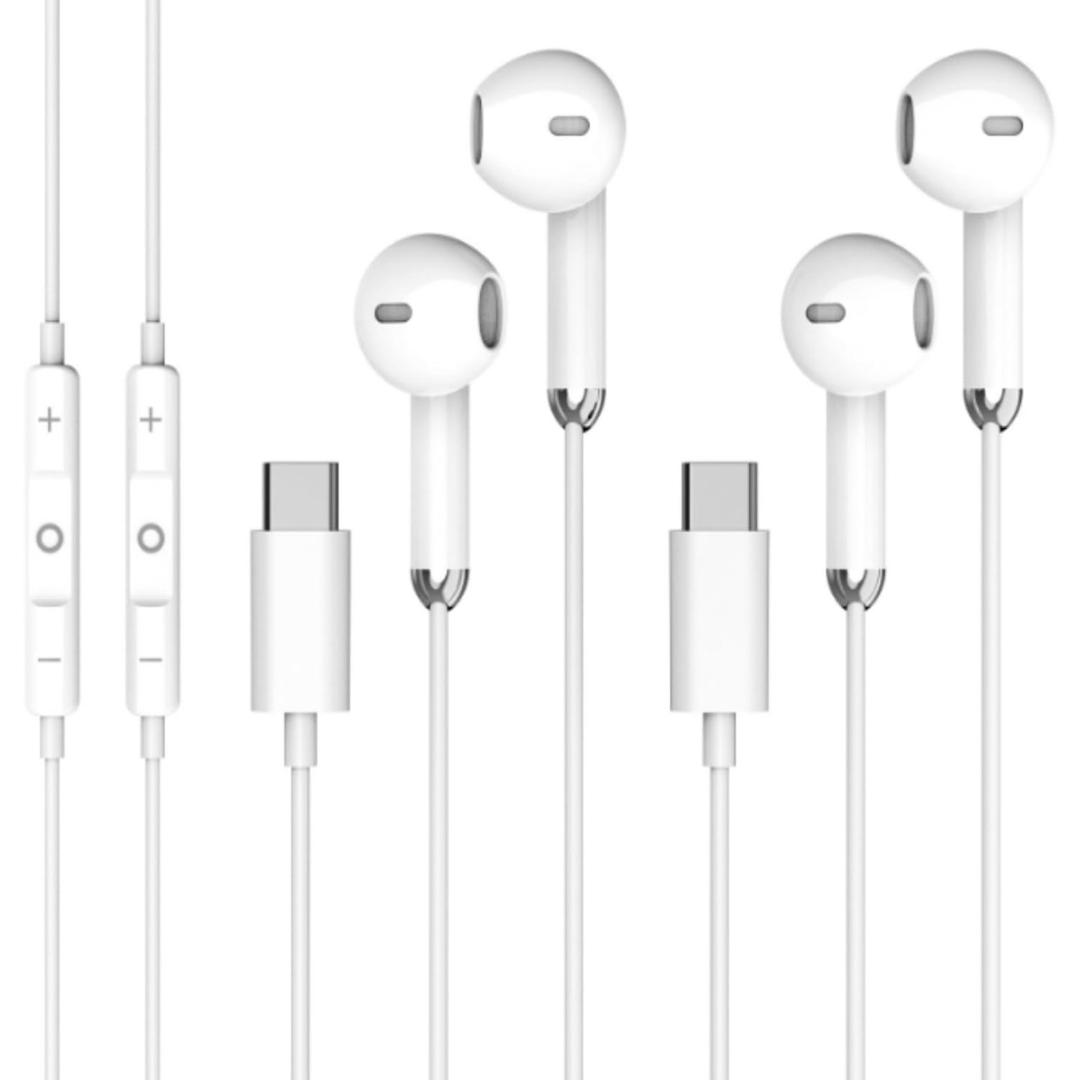 2-Pack USB-C Clear Call Hifi Stereo Headphones With Mic