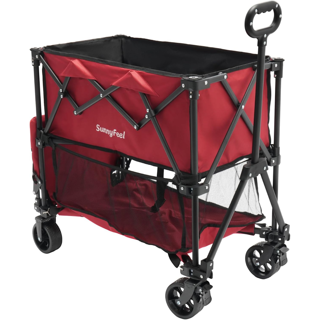 Sunnyfeel 47" L Double Decker Collapsible Wagon Cart (270L Capacity)