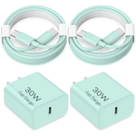 2-Pack 30W USB-C Fast Charger With 6ft Cables (3 Colors)