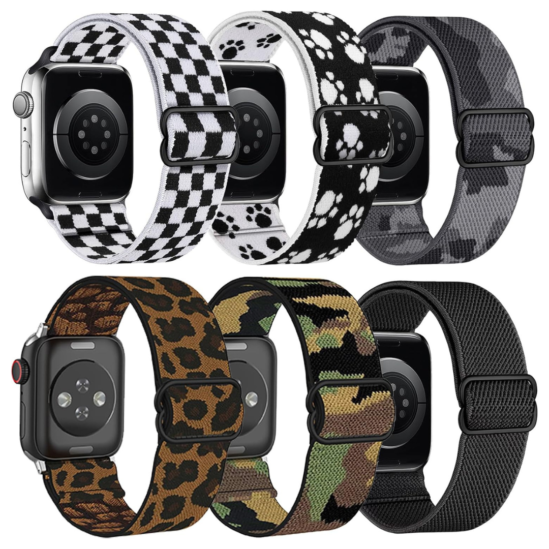 6-Pack Stretchy Solo Loop Bands Compatible With Apple Watch