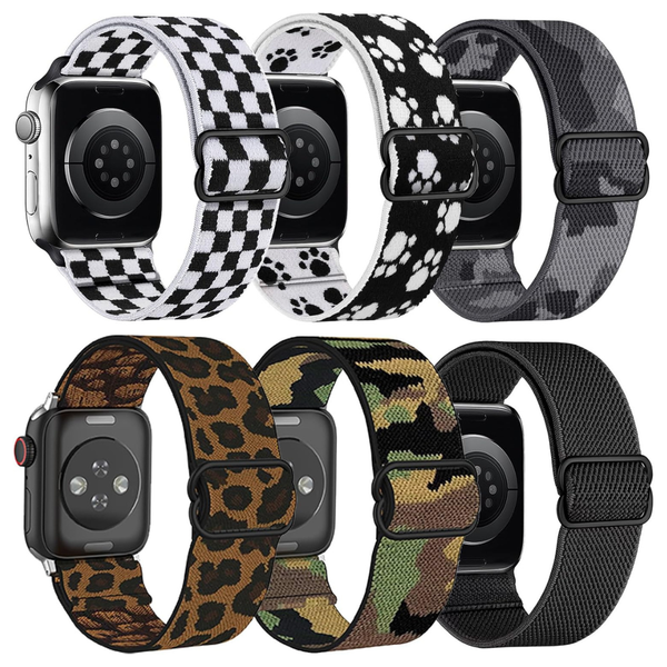 6-Pack Stretchy Solo Loop Bands Compatible With Apple Watch