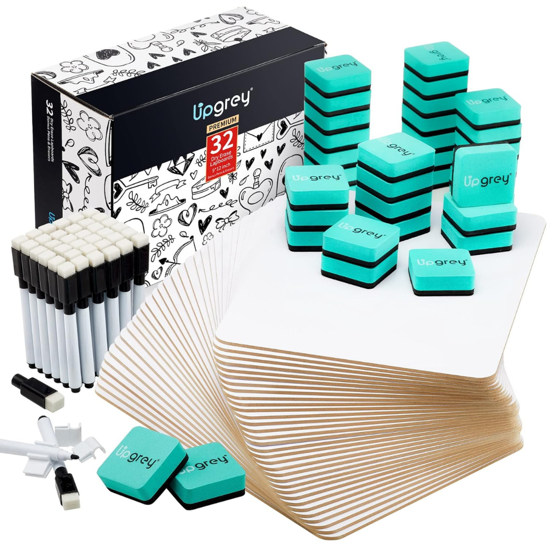32-Pack Mini Whiteboards With Markers & Erasers